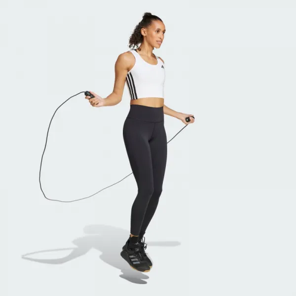 Dámske tréningové tielko ADIDAS WE 3S CROP TANK WHITE BLACK