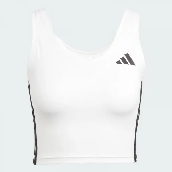 Dámske tréningové tielko ADIDAS WE 3S CROP TANK WHITE BLACK