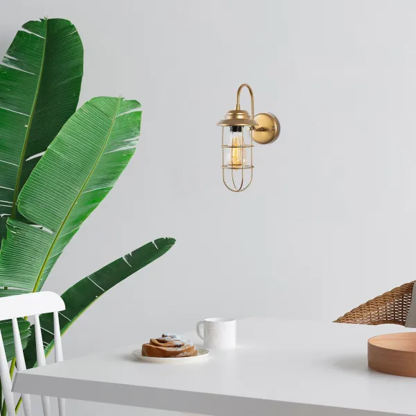 Opviq Nástenná lampa Mahoni zlatá