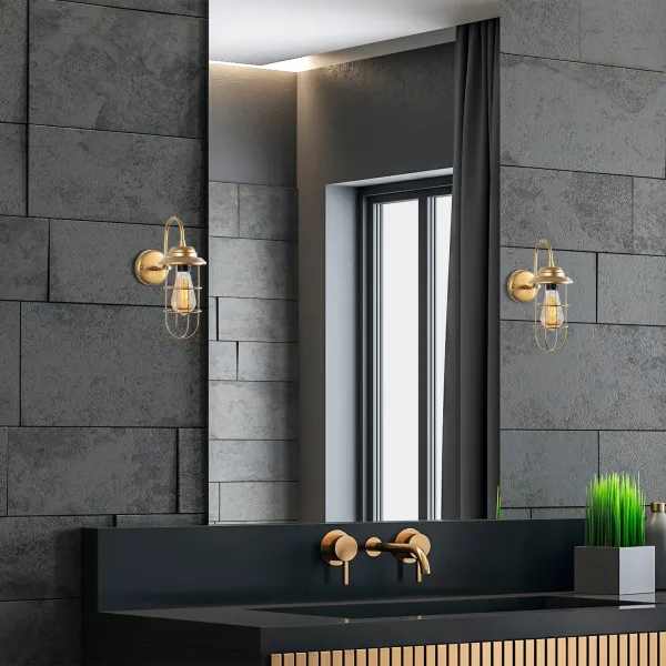 Opviq Nástenná lampa Mahoni zlatá