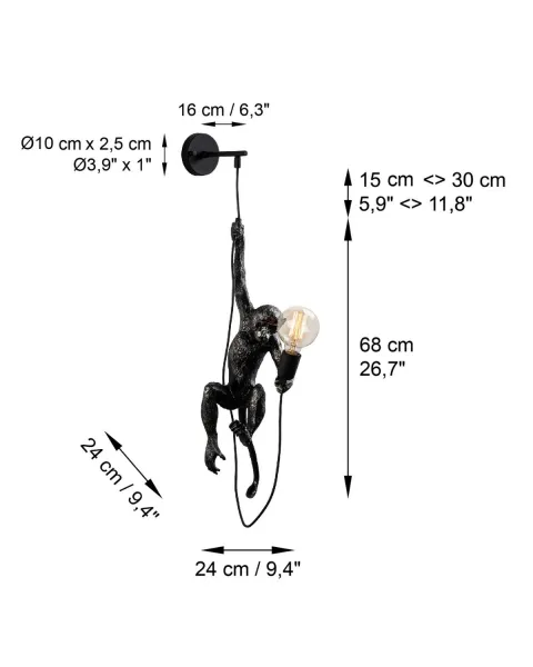 Opviq Nástenná lampa Singe čierna