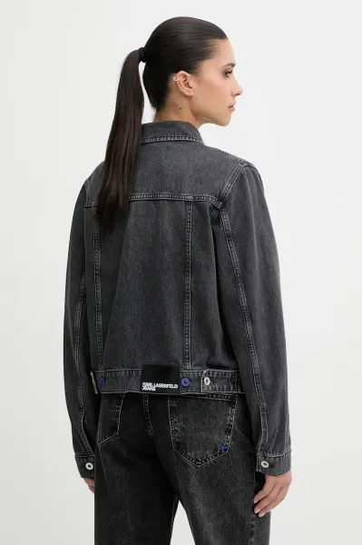 Bavlnená rifľová bunda Karl Lagerfeld Jeans čierna farba, prechodná, A3W14063