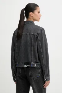 Bavlnená rifľová bunda Karl Lagerfeld Jeans čierna farba, prechodná, A3W14063