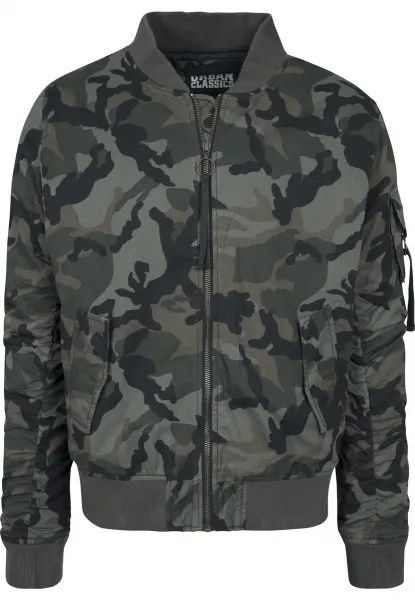 Vintage Camo Cotton Bomber Jacket Wooden Camouflage