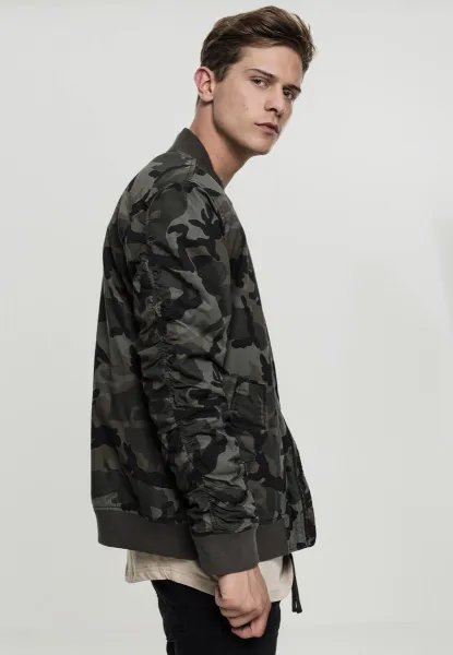 Vintage Camo Cotton Bomber Jacket Wooden Camouflage