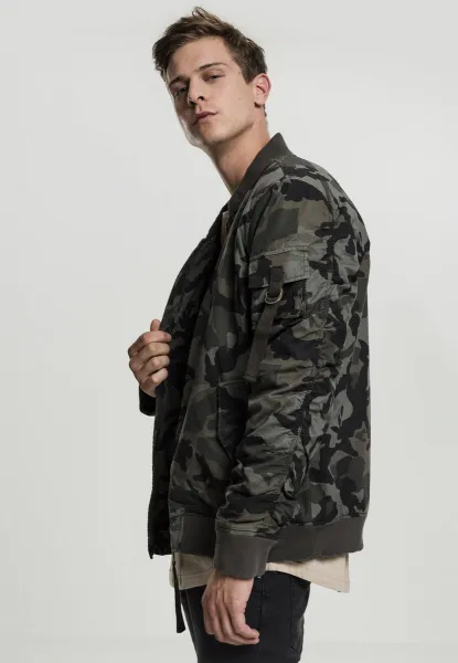 Vintage Camo Cotton Bomber Jacket Wooden Camouflage