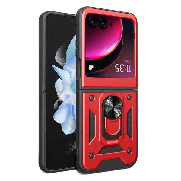 RING Ochranný kryt s držiakom Motorola Razr 40 Ultra červený