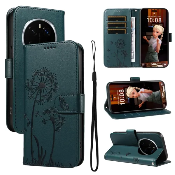 ART DANDELION Peňaženkové puzdro pre Honor Magic7 Pro 5G tmavozelené