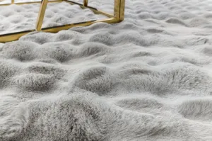 Koberec BUBBLE strieborný 21 štrukturálny 3D, kruh