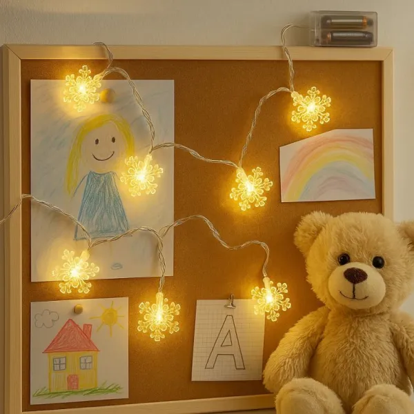Nexos 33470 Vianočná reťaz - snehové vločky, teple biele, 20 LED
