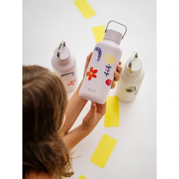 Equa Timeless fľaša na vodu z nehrdzavejúcej ocele malá farba Flower Power 600 ml
