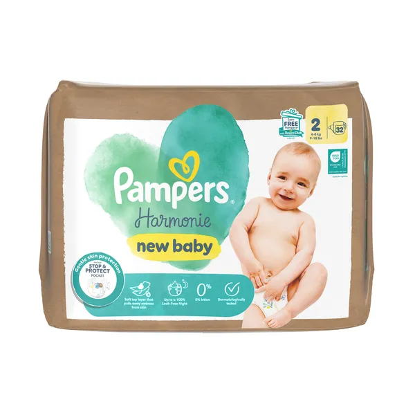 Pampers Harmonie Size 2 jednorazové plienky 4-8 kg 32 ks