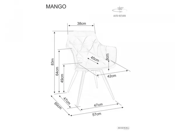 Signal Sametové jídelní křeslo Mango šedé