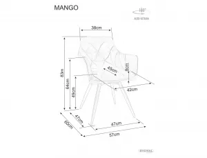 Signal Sametové jídelní křeslo Mango šedé