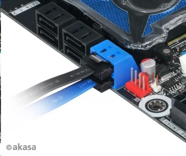 AKASA Super tenký dátový kábel SATA3 pre HDD, SSD a optické mechaniky, čierny, 15 cm
