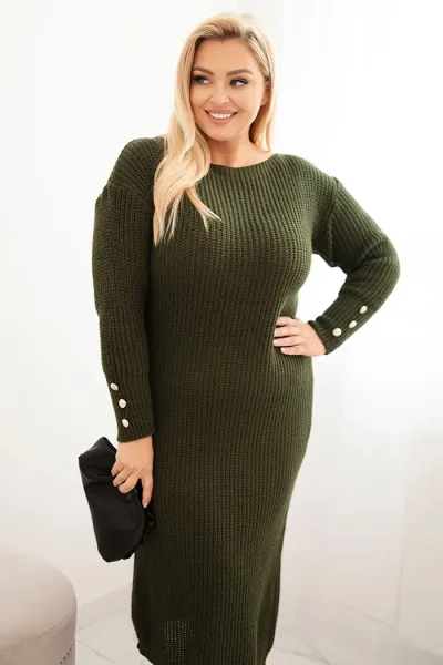 Legínovo Dámske svetríkové šaty Plus Size s mohérom sivé Farba: Čierna, Veľkosť: UNI