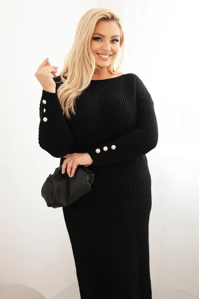 Legínovo Dámske svetríkové šaty Plus Size s mohérom sivé Farba: Khaki, Veľkosť: UNI
