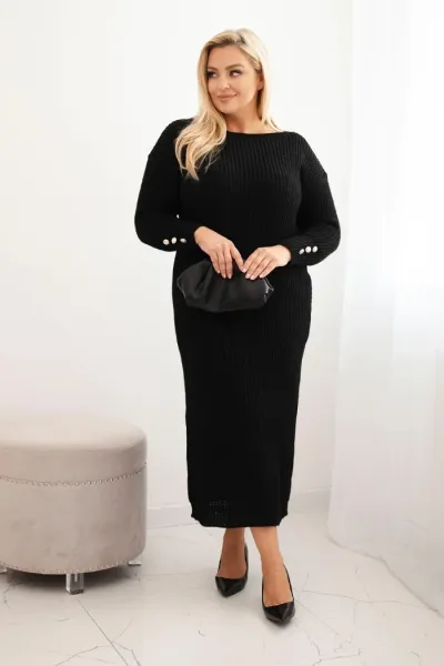 Legínovo Dámske svetríkové šaty Plus Size s mohérom sivé Farba: Khaki, Veľkosť: UNI