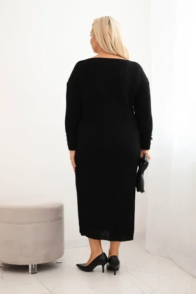 Legínovo Dámske svetríkové šaty Plus Size s mohérom sivé Farba: Khaki, Veľkosť: UNI