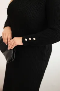 Legínovo Dámske svetríkové šaty Plus Size s mohérom sivé Farba: Khaki, Veľkosť: UNI