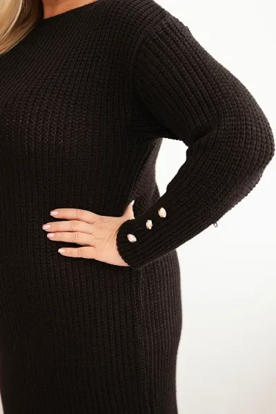 Legínovo Dámske svetríkové šaty Plus Size s mohérom sivé Farba: Khaki, Veľkosť: UNI