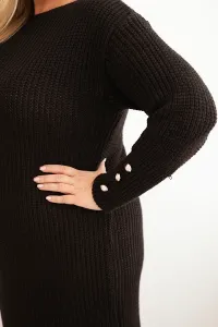 Legínovo Dámske svetríkové šaty Plus Size s mohérom sivé Farba: Khaki, Veľkosť: UNI