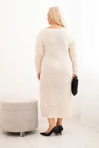 Legínovo Dámske svetríkové šaty Plus Size s mohérom sivé Farba: Khaki, Veľkosť: UNI