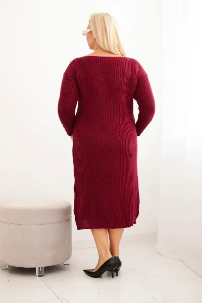 Legínovo Dámske svetríkové šaty Plus Size s mohérom sivé Farba: Khaki, Veľkosť: UNI