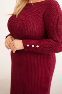 Legínovo Dámske svetríkové šaty Plus Size s mohérom sivé Farba: Khaki, Veľkosť: UNI