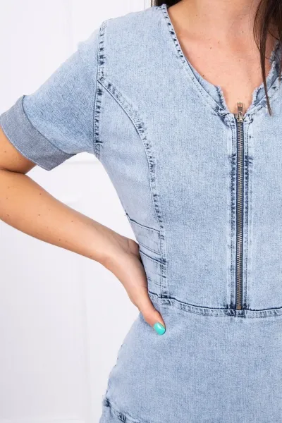 Legínovo Džínsové šaty so strečom so zipsovým výstrihom S/M-L/XL Farba: Džínsová, Veľkosť: UNI