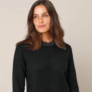 Pulóvrové šaty s trblietavými lemami
