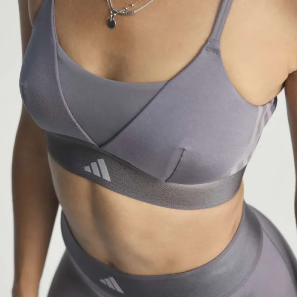 Dámska tréningová športová podprsenka ADIDAS HYG SHN BRALETT GRESTR GREY