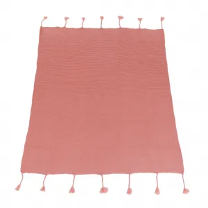TEMPO-KONDELA KALANE, luxusná pletená deka so strapcami, ružová, 150x200 cm