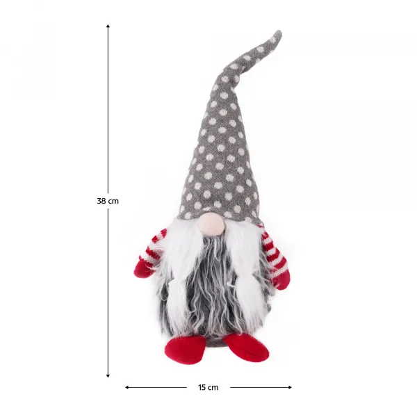 Vianočné dekoračné postavičky, set 4 ks, látka, červená/sivá/biela, DOLL