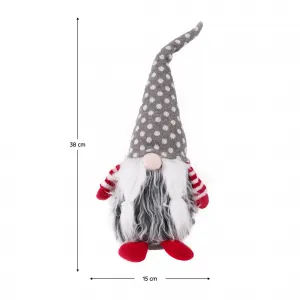 Vianočné dekoračné postavičky, set 4 ks, látka, červená/sivá/biela, DOLL
