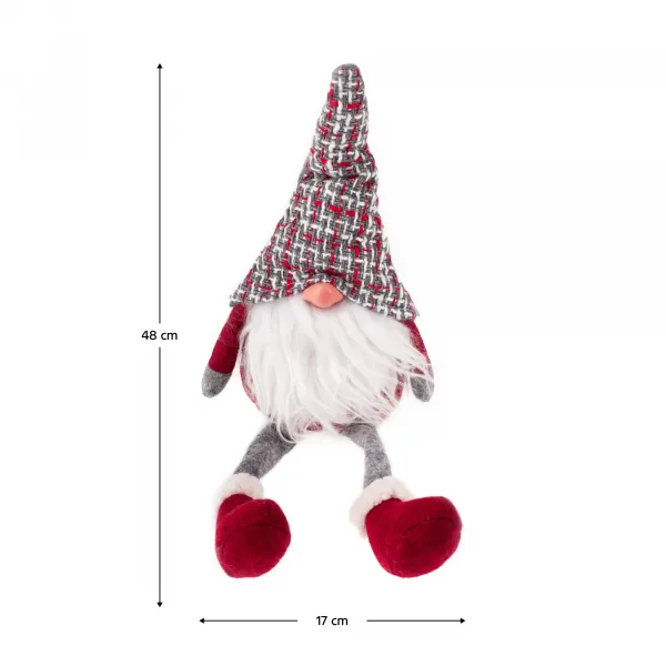 Vianočné dekoračné postavičky, set 4 ks, látka, červená/sivá/biela, DOLL