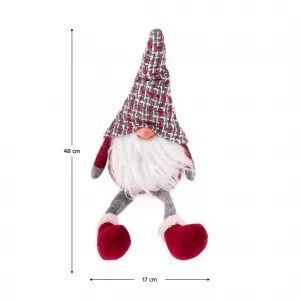Vianočné dekoračné postavičky, set 4 ks, látka, červená/sivá/biela, DOLL