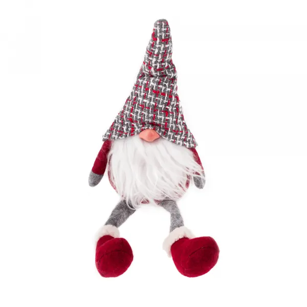 Vianočné dekoračné postavičky, set 4 ks, látka, červená/sivá/biela, DOLL