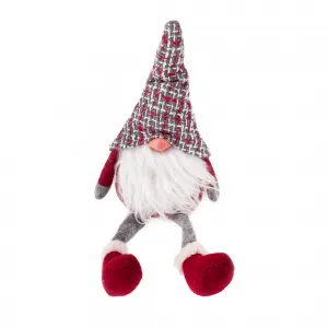 Vianočné dekoračné postavičky, set 4 ks, látka, červená/sivá/biela, DOLL