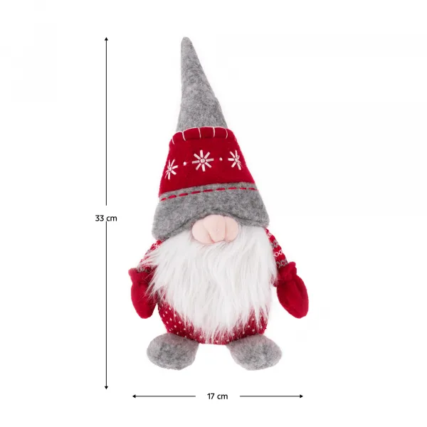 Vianočné dekoračné postavičky, set 4 ks, látka, červená/sivá/biela, DOLL