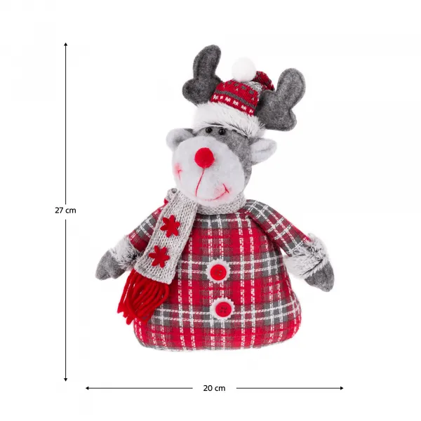 Vianočné dekoračné postavičky, set 4 ks, látka, červená/sivá/biela, DOLL