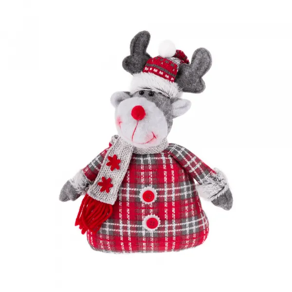 Vianočné dekoračné postavičky, set 4 ks, látka, červená/sivá/biela, DOLL