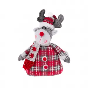 Vianočné dekoračné postavičky, set 4 ks, látka, červená/sivá/biela, DOLL