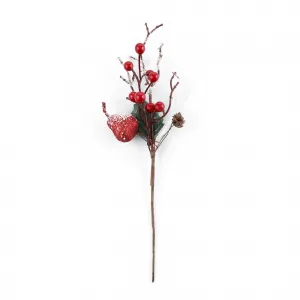 Vianočné vetvičky, set 4 ks, 30 cm, biela/červená, GREN SET TYP 1