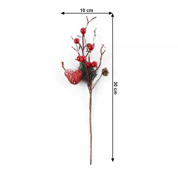Vianočné vetvičky, set 4 ks, 30 cm, biela/červená, GREN SET TYP 1