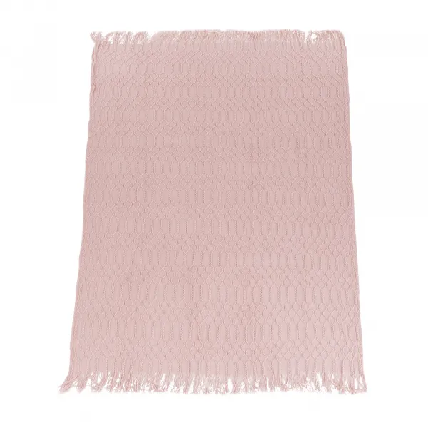 TEMPO-KONDELA SULIA TYP 2, pletená deka so strapcami, svetloružová, 150x200 cm