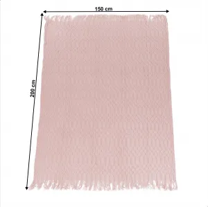 TEMPO-KONDELA SULIA TYP 2, pletená deka so strapcami, svetloružová, 150x200 cm