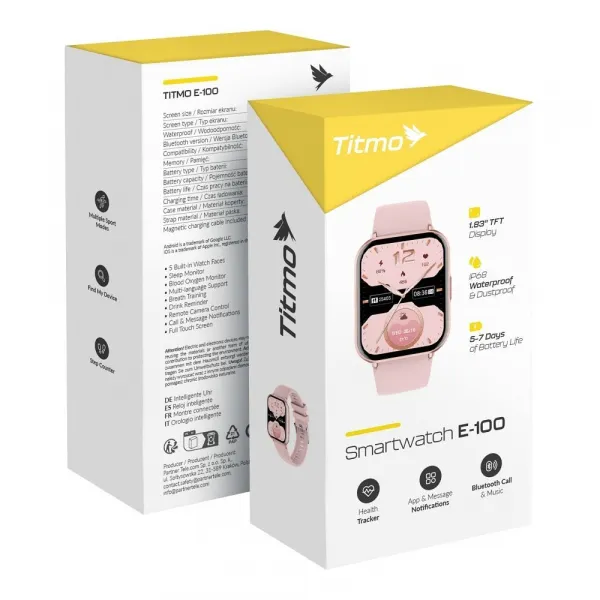 Titmo E-100 Chytré hodinky, ružové
