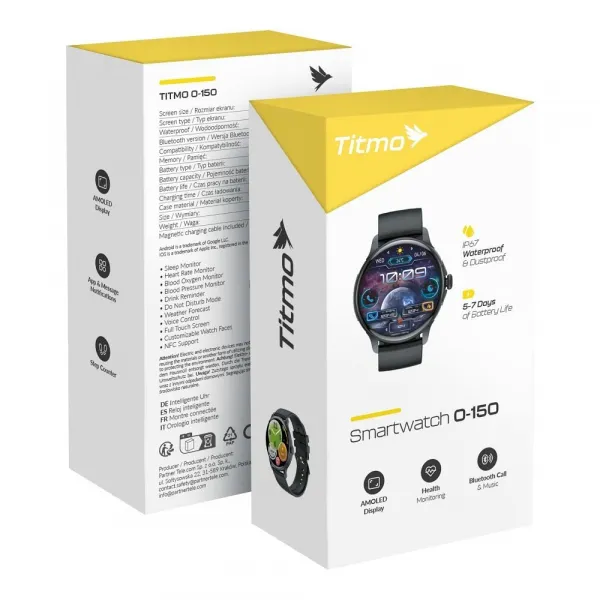 Titmo O-150 Chytré hodinky, čierne