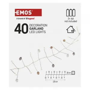 EMOS Vánoční světelná LED girlanda s časovačem Vega 120 cm teplá bílá